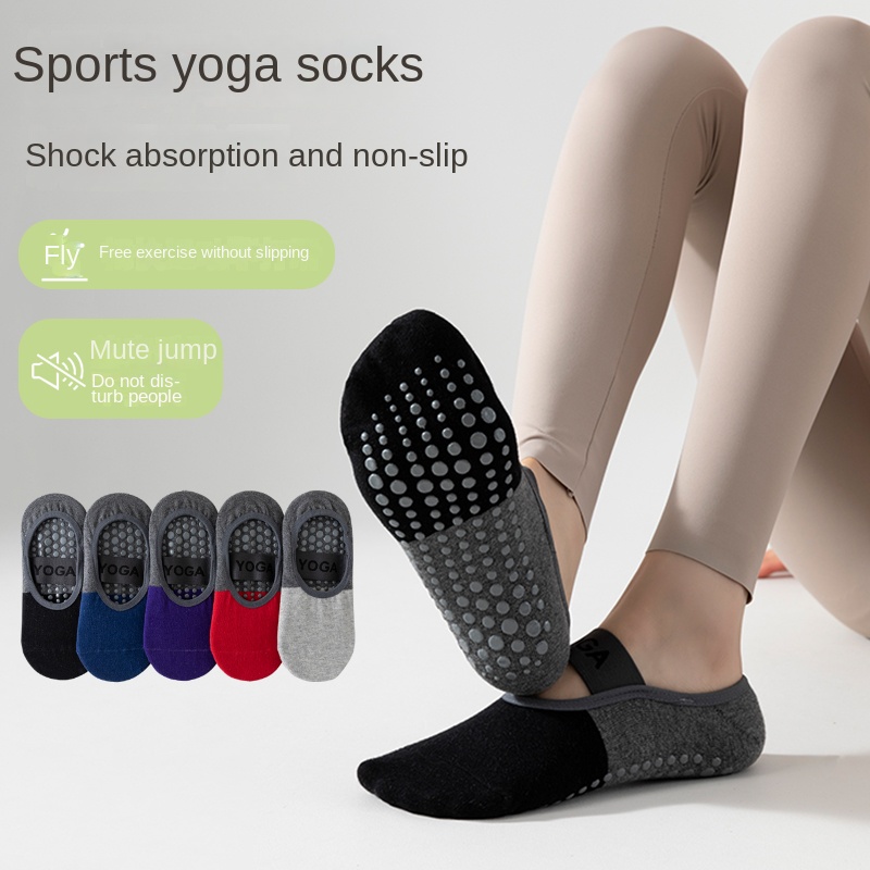 Pilates & Yoga With Harna - ถุงเท้าโยคะมืออาชีพข้ามพรมแดน 5 คู่, ถุงเท้าฝ้ายแบบมีสายรัดซิลิโคนกันลื่นสำหรับพิลาทิส ฟิตเนส และเต้นรำ