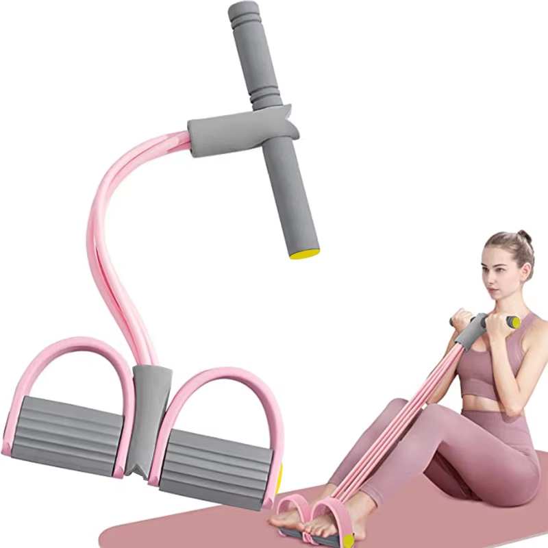 Pilates Yoga Board - สายยางยืดออกกำลังกาย 4 เส้น พร้อมที่จับแบบเหยียบ สำหรับฝึกกล้ามเนื้อหน้าท้อง เอว