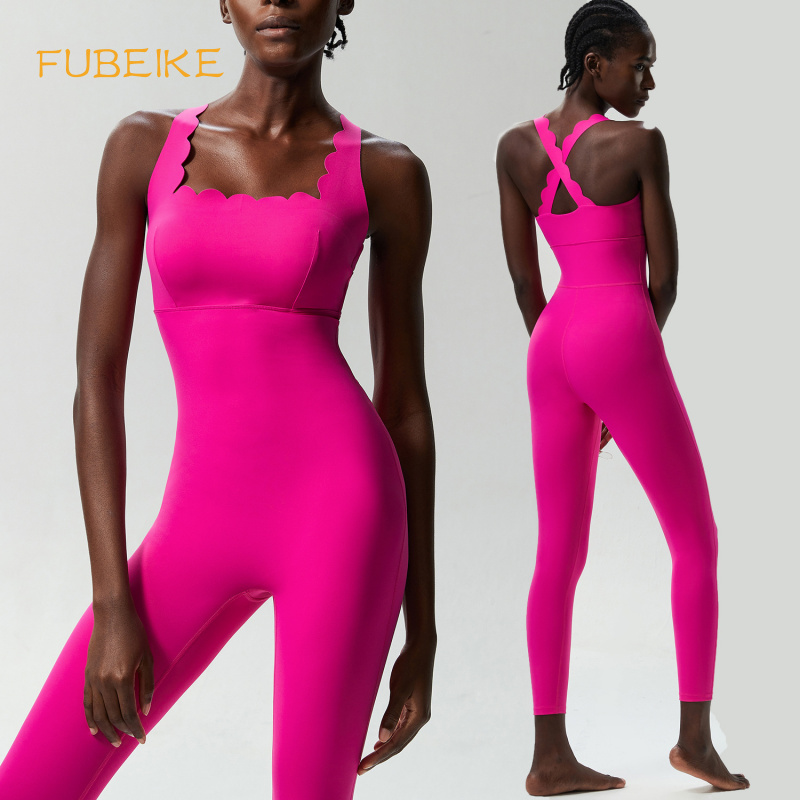 Pilates Yoga Jacket - FUBEIKE คลื่นเล็กความงามกลับโยคะฟิตเนสชิ้นเดียวของผู้หญิงขนาดบวกแน่นซูเปอร์ยืดกีฬาวิ่งเสื้อกั๊ก J umpsuit