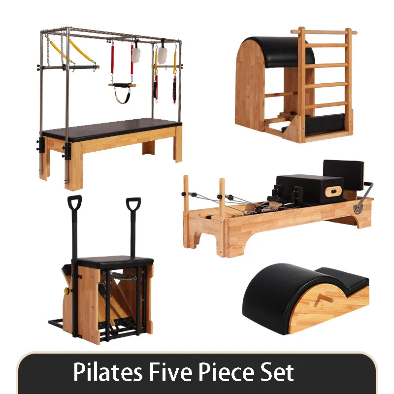 Pilates Chair Wunda - ชุดอุปกรณ์พิลาทิส 5 ชิ้น, 3-in-1, แบบกึ่งยกพื้น, แคดิลแลค,