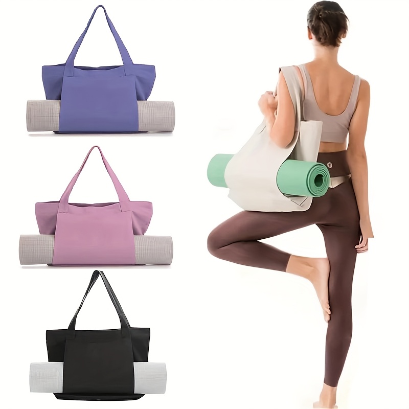 Mat Pilates Yoga - กระเป๋าโยคะอเนกประสงค์ กระเป๋าใส่เสื่อโยคะ ความจุขนาดใหญ่ พกพาสะดวก ทำจากผ้าแคนวาส สำหรับฟิตเนส