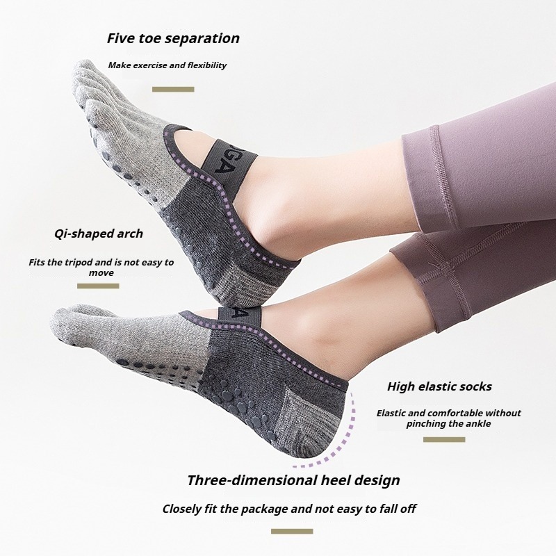 ถุงเท้าพิลาทิสกันลื่นแบบห้านิ้ - Fitness Yoga Pilates บทวิจารณ์และราคา