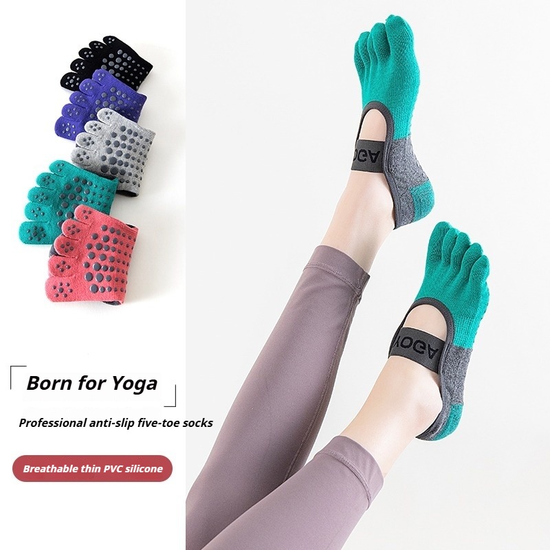 ถุงเท้าพิลาทิสกันลื่นแบบห้านิ้ - Fitness Yoga Pilates บทวิจารณ์และราคา